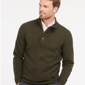 Barbour Patch Half Zip Sweater in Seaweed